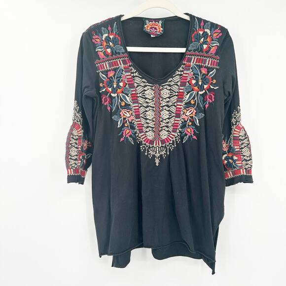 Johnny Was Tops - Johnny Was Womens Boho Festival Embroidered Floral Tunic Top Blouse‎ Size S